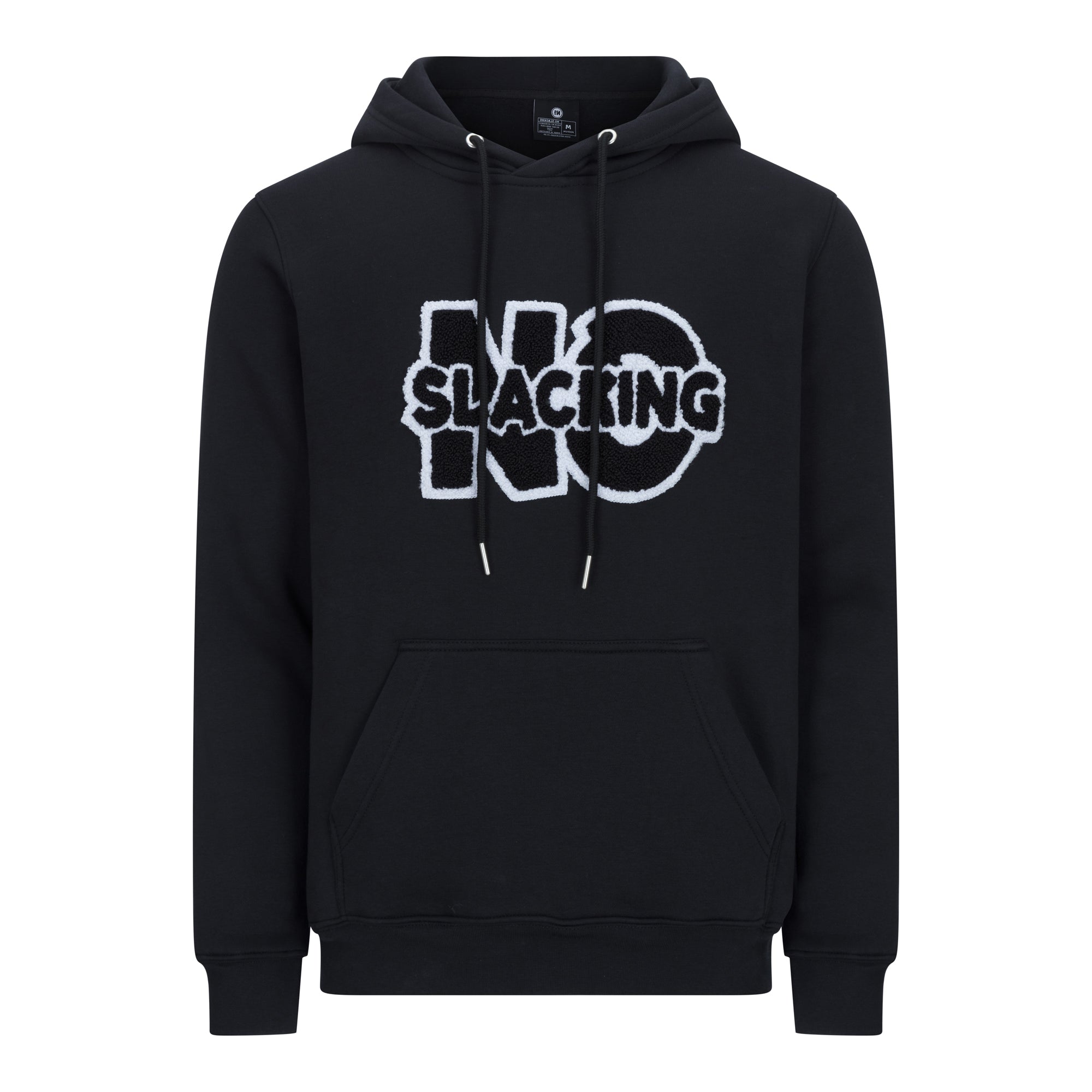 No Slacking Essential Black Chenille Logo Hoodie