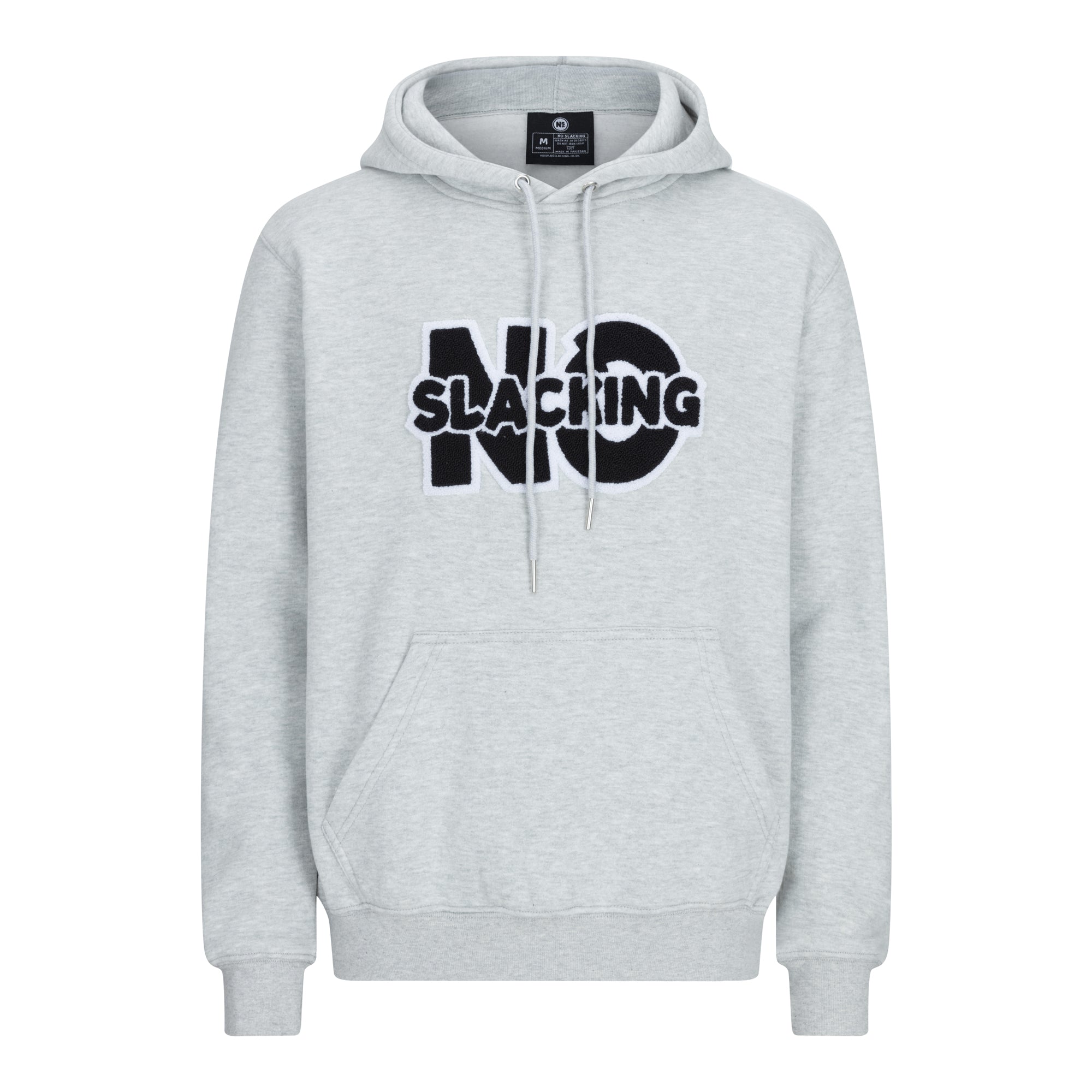 No Slacking Essential Grey Chenille Logo Hoodie